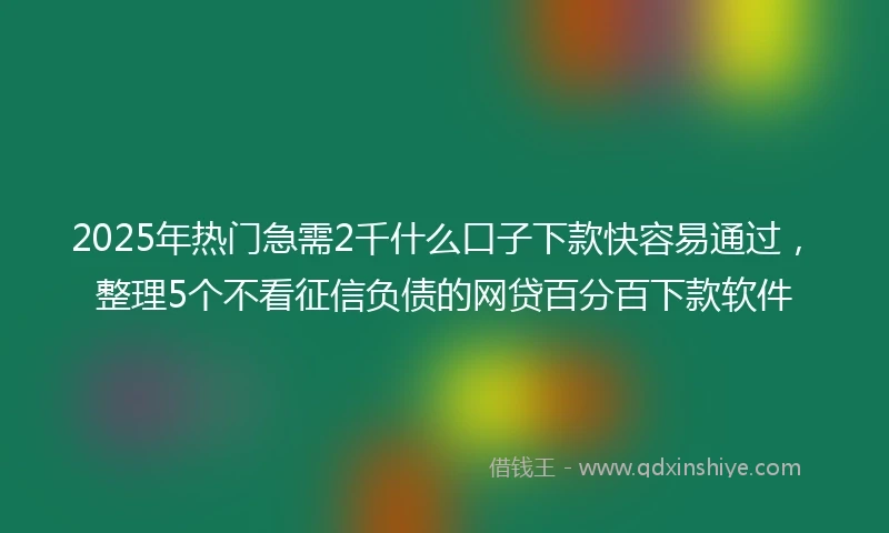 2025年热门急需2千什么口子下款快容易通过，整理5个不看征信负债的网贷百分百下款软件