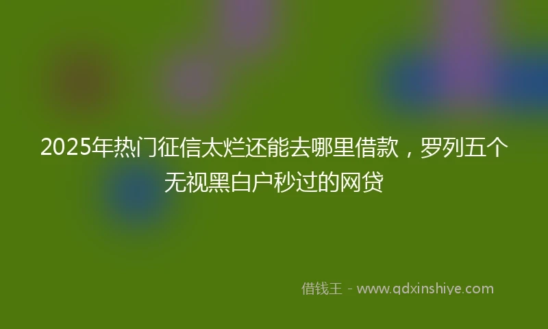 2025年热门征信太烂还能去哪里借款，罗列五个无视黑白户秒过的网贷