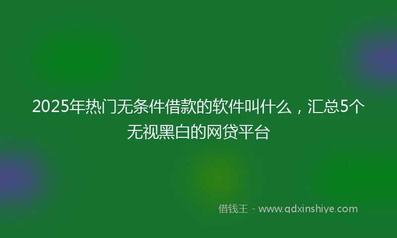 2025年热门无条件借款的软件叫什么，汇总5个无视黑白的网贷平台