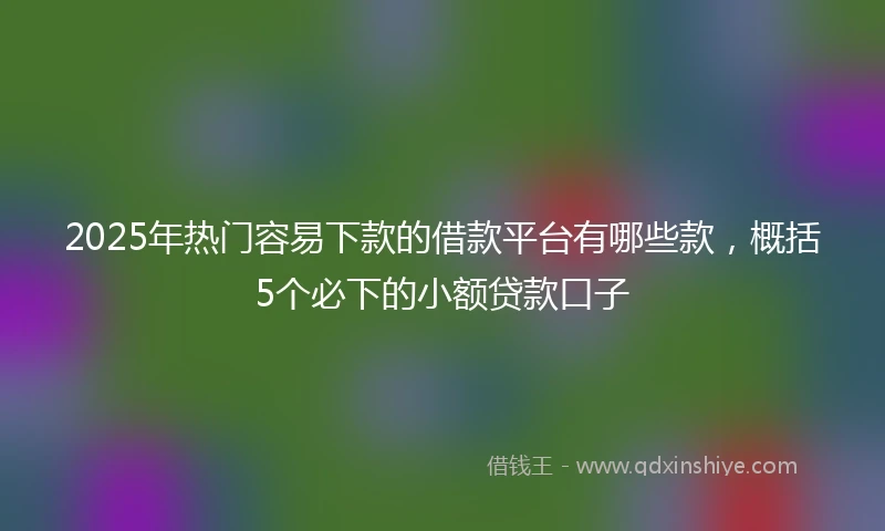 2025年热门容易下款的借款平台有哪些款，概括5个必下的小额贷款口子