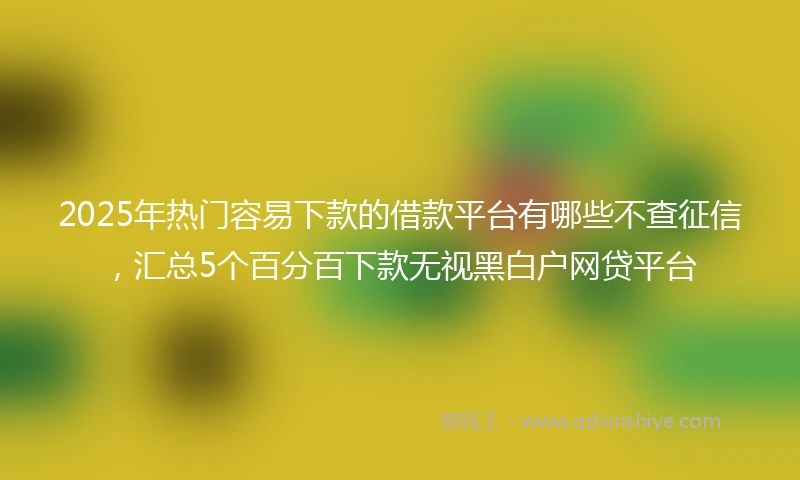 2025年热门容易下款的借款平台有哪些不查征信，汇总5个百分百下款无视黑白户网贷平台