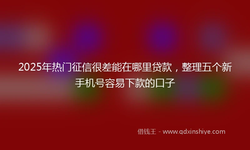 2025年热门征信很差能在哪里贷款，整理五个新手机号容易下款的口子