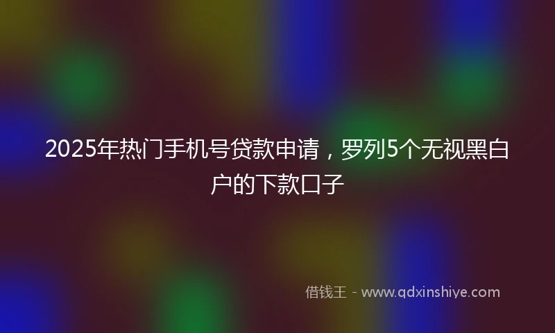 2025年热门手机号贷款申请，罗列5个无视黑白户的下款口子