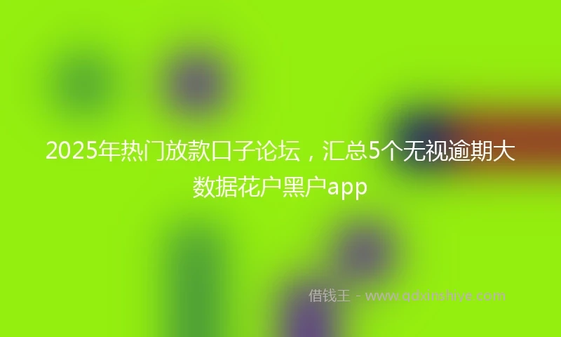 2025年热门放款口子论坛，汇总5个无视逾期大数据花户黑户app