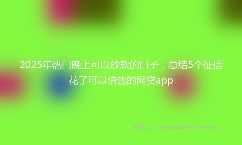 2025年热门晚上可以放款的口子，总结5个征信花了可以借钱的网贷app