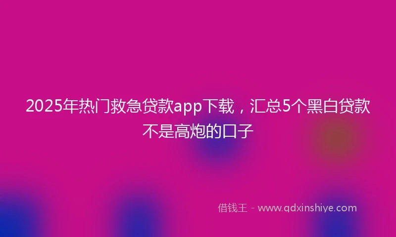 2025年热门救急贷款app下载，汇总5个黑白贷款不是高炮的口子