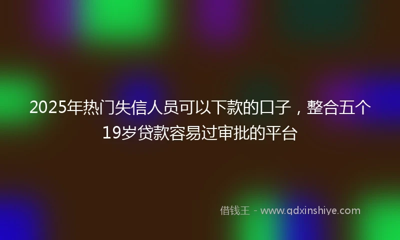 2025年热门失信人员可以下款的口子，整合五个19岁贷款容易过审批的平台