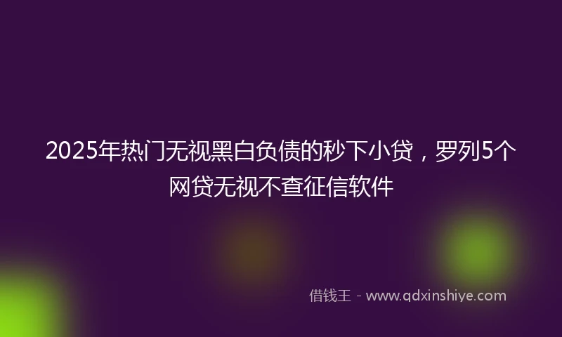 2025年热门无视黑白负债的秒下小贷，罗列5个网贷无视不查征信软件