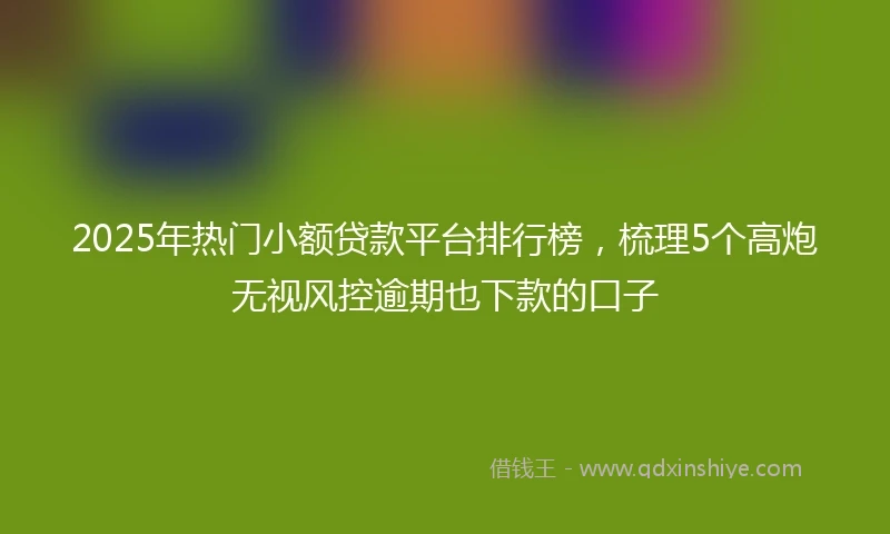 2025年热门小额贷款平台排行榜，梳理5个高炮无视风控逾期也下款的口子