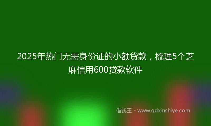 2025年热门无需身份证的小额贷款，梳理5个芝麻信用600贷款软件