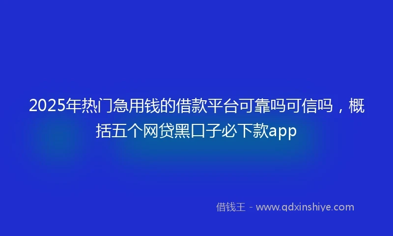 2025年热门急用钱的借款平台可靠吗可信吗，概括五个网贷黑口子必下款app