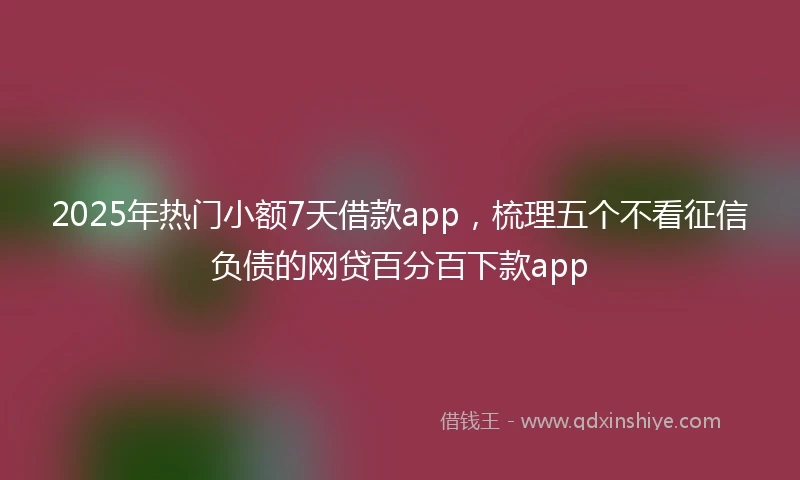 2025年热门小额7天借款app，梳理五个不看征信负债的网贷百分百下款app