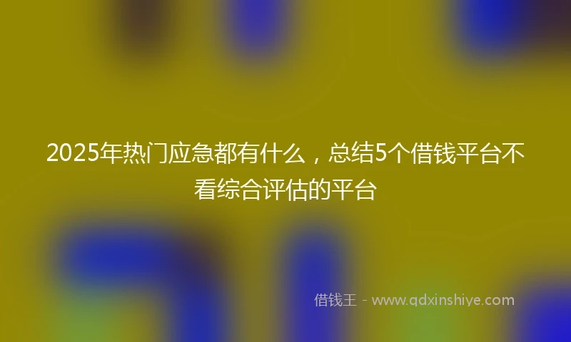 2025年热门应急都有什么，总结5个借钱平台不看综合评估的平台