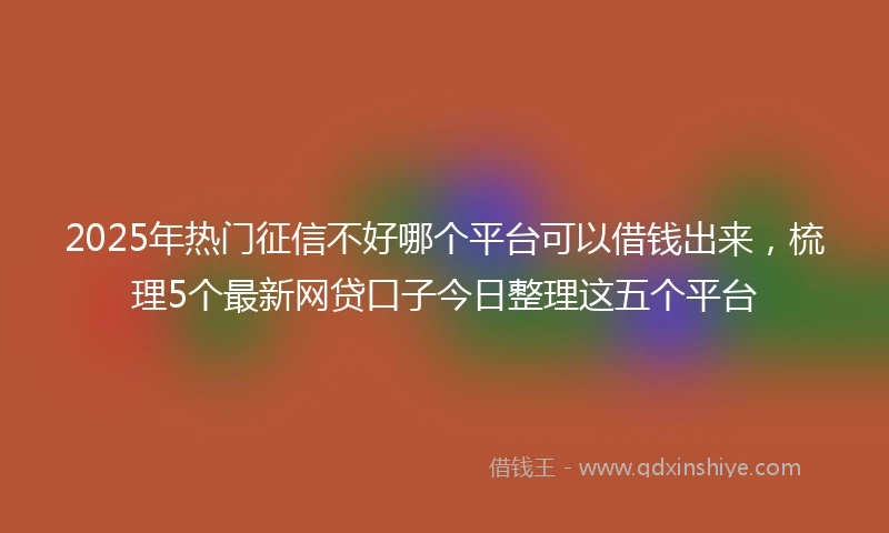 2025年热门征信不好哪个平台可以借钱出来，梳理5个最新网贷口子今日整理这五个平台