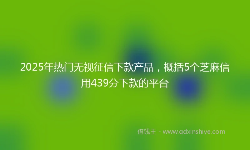2025年热门无视征信下款产品，概括5个芝麻信用439分下款的平台