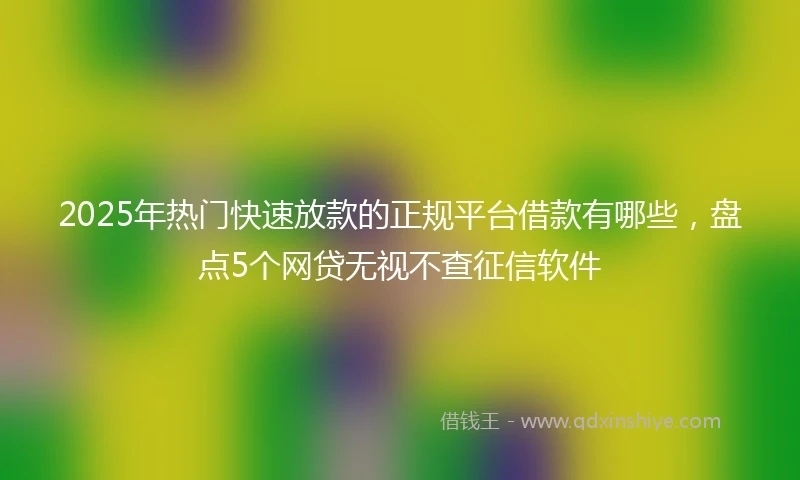 2025年热门快速放款的正规平台借款有哪些，盘点5个网贷无视不查征信软件
