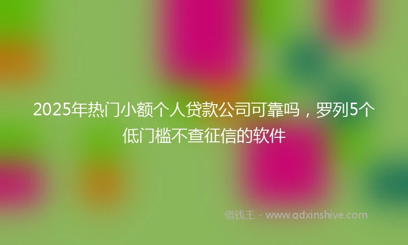 2025年热门小额个人贷款公司可靠吗，罗列5个低门槛不查征信的软件