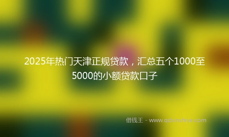 2025年热门天津正规贷款，汇总五个1000至5000的小额贷款口子
