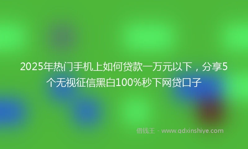 2025年热门手机上如何贷款一万元以下，分享5个无视征信黑白100%秒下网贷口子