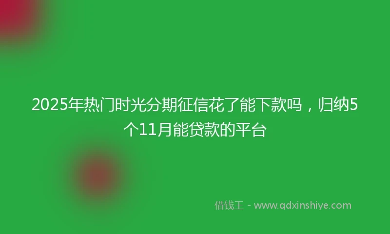 2025年热门时光分期征信花了能下款吗，归纳5个11月能贷款的平台