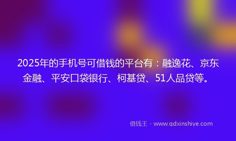 2025年的手机号可借钱的平台有：融逸花、京东金融、平安口袋银行、柯基贷、51人品贷等。