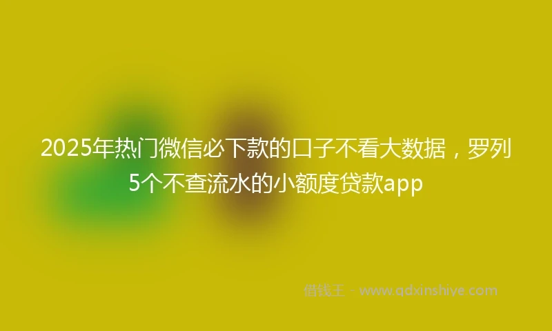 2025年热门微信必下款的口子不看大数据，罗列5个不查流水的小额度贷款app