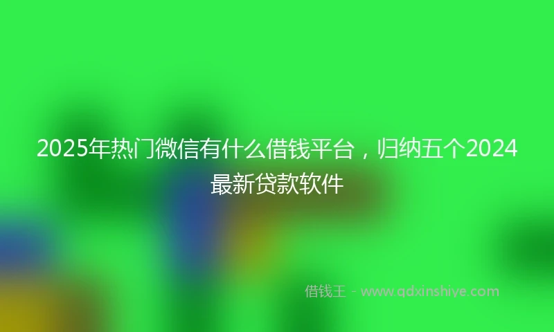 2025年热门微信有什么借钱平台，归纳五个2024最新贷款软件