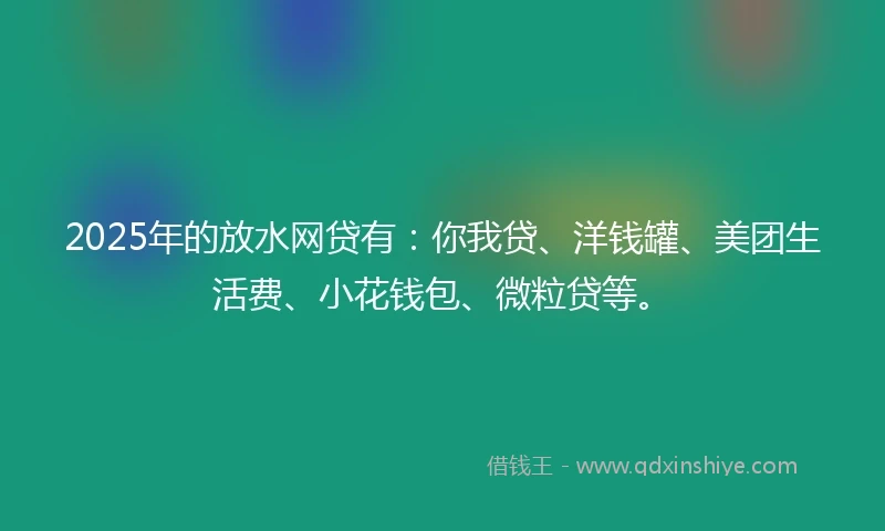 2025年的放水网贷有：你我贷、洋钱罐、美团生活费、小花钱包、微粒贷等。
