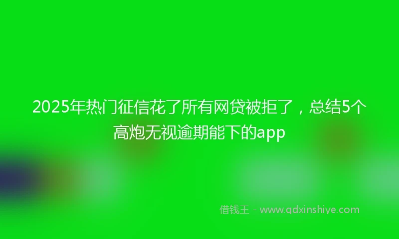 2025年热门征信花了所有网贷被拒了，总结5个高炮无视逾期能下的app