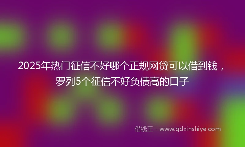 2025年热门征信不好哪个正规网贷可以借到钱，罗列5个征信不好负债高的口子