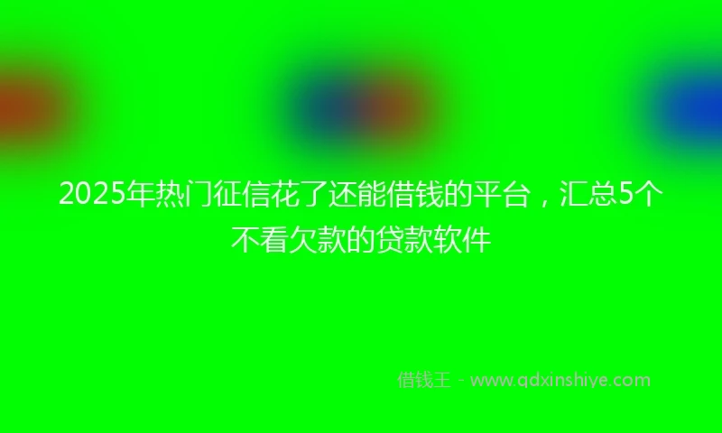 2025年热门征信花了还能借钱的平台，汇总5个不看欠款的贷款软件