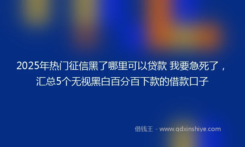 2025年热门征信黑了哪里可以贷款 我要急死了，汇总5个无视黑白百分百下款的借款口子