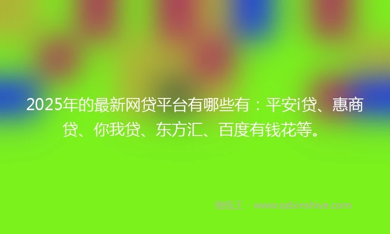 2025年的最新网贷平台有哪些有：平安i贷、惠商贷、你我贷、东方汇、百度有钱花等。