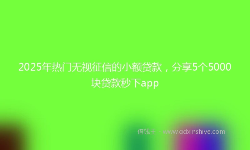 2025年热门无视征信的小额贷款，分享5个5000块贷款秒下app