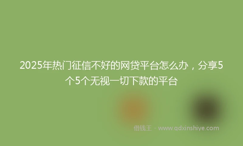 2025年热门征信不好的网贷平台怎么办，分享5个5个无视一切下款的平台