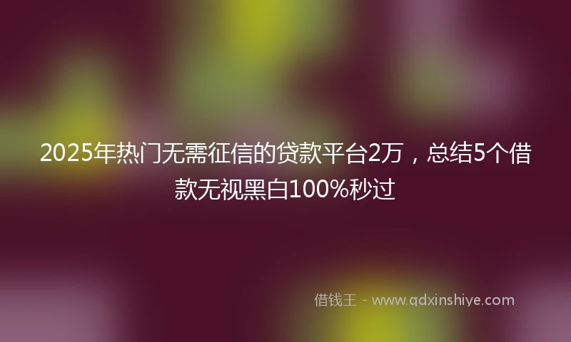 2025年热门无需征信的贷款平台2万，总结5个借款无视黑白100%秒过