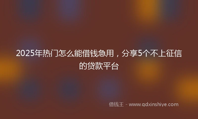 2025年热门怎么能借钱急用，分享5个不上征信的贷款平台