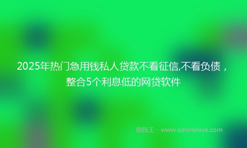 2025年热门急用钱私人贷款不看征信,不看负债，整合5个利息低的网贷软件