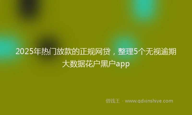 2025年热门放款的正规网贷，整理5个无视逾期大数据花户黑户app