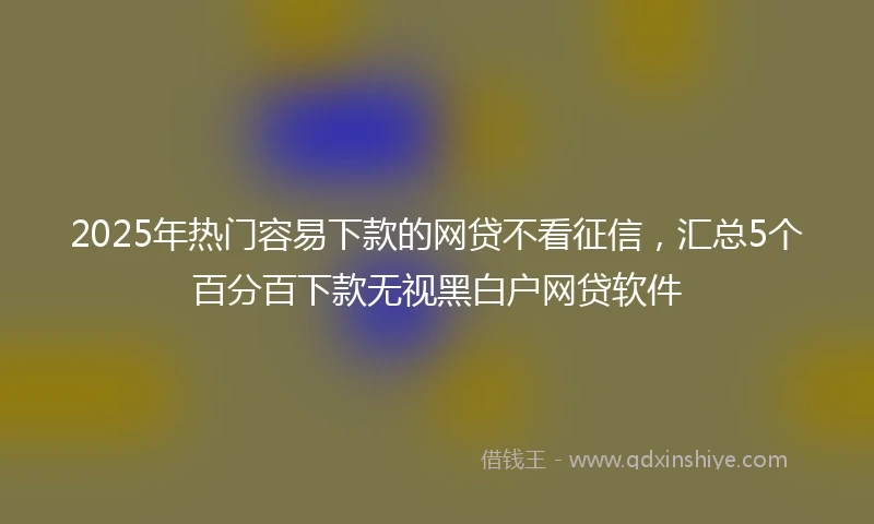 2025年热门容易下款的网贷不看征信，汇总5个百分百下款无视黑白户网贷软件
