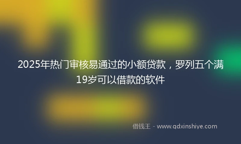 2025年热门审核易通过的小额贷款，罗列五个满19岁可以借款的软件
