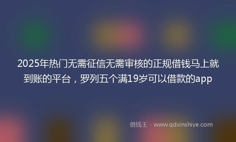 2025年热门无需征信无需审核的正规借钱马上就到账的平台，罗列五个满19岁可以借款的app