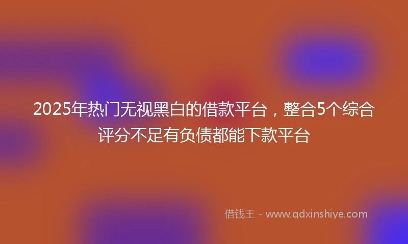2025年热门无视黑白的借款平台，整合5个综合评分不足有负债都能下款平台