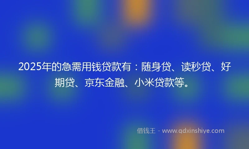 2025年的急需用钱贷款有：随身贷、读秒贷、好期贷、京东金融、小米贷款等。