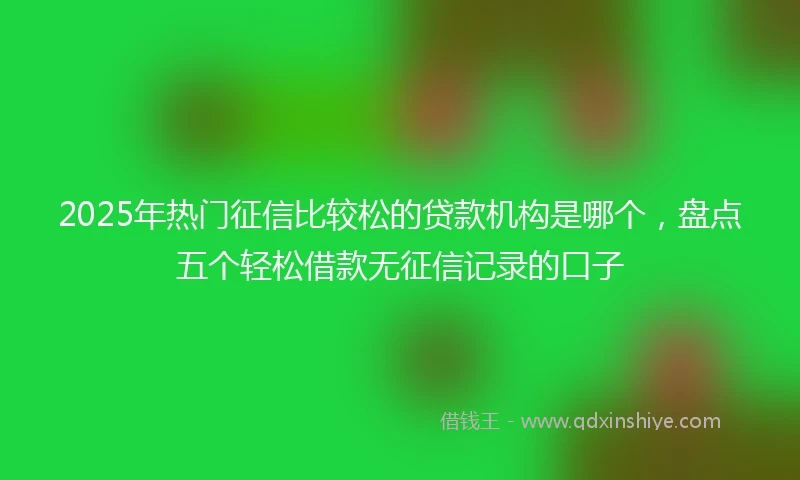 2025年热门征信比较松的贷款机构是哪个，盘点五个轻松借款无征信记录的口子