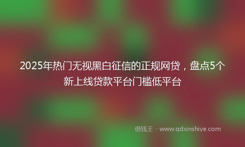 2025年热门无视黑白征信的正规网贷，盘点5个新上线贷款平台门槛低平台