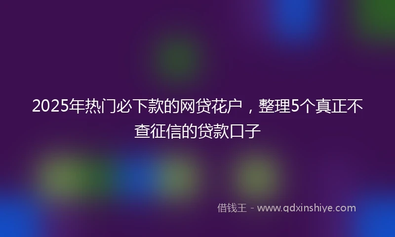 2025年热门必下款的网贷花户，整理5个真正不查征信的贷款口子