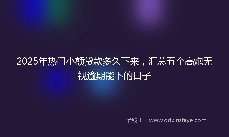 2025年热门小额贷款多久下来，汇总五个高炮无视逾期能下的口子