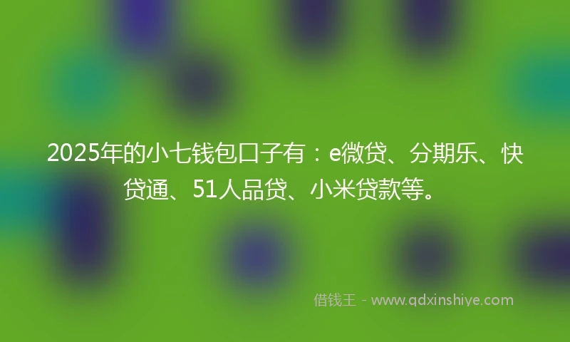 2025年的小七钱包口子有：e微贷、分期乐、快贷通、51人品贷、小米贷款等。