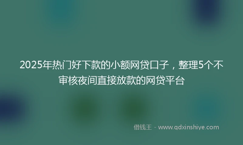 2025年热门好下款的小额网贷口子，整理5个不审核夜间直接放款的网贷平台